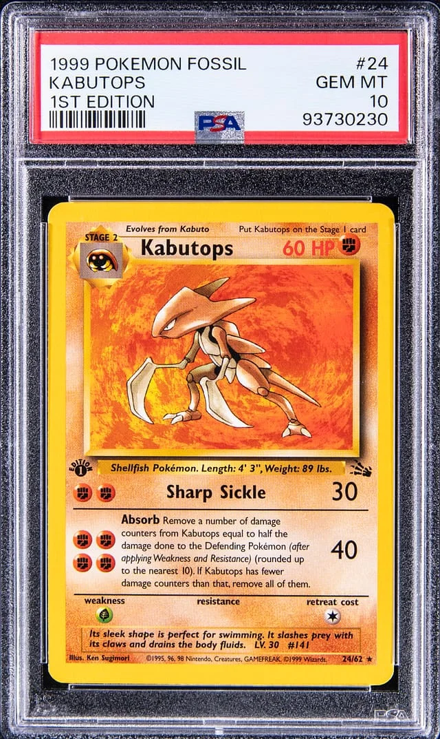 1999 Pokemon Fossil 1st Edition Kabutops #24 card image