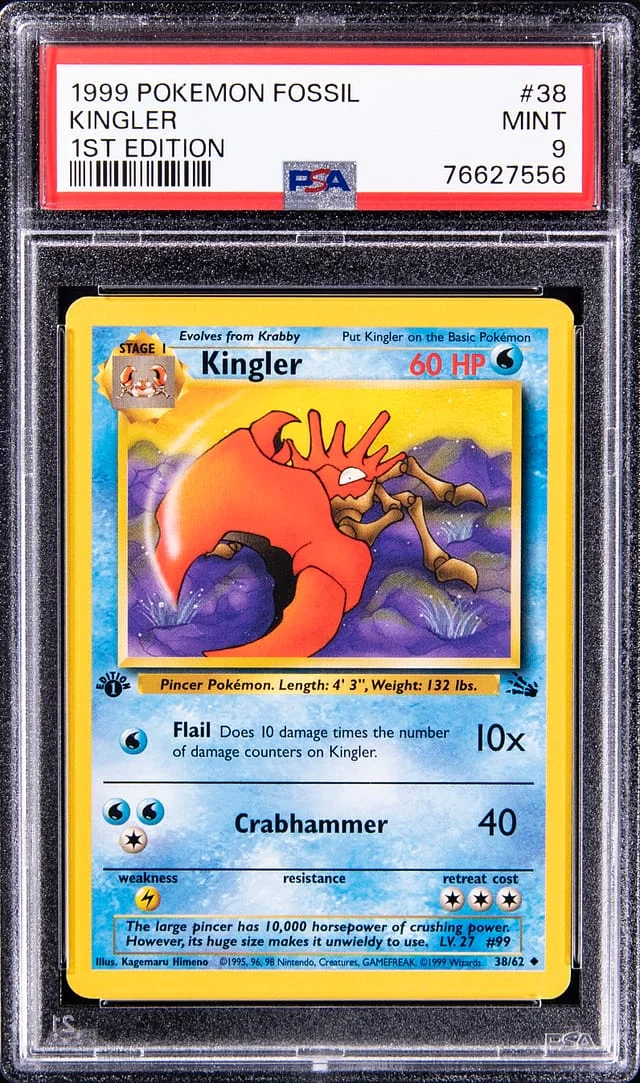 1999 Pokemon Fossil 1st Edition Kingler #38 card image