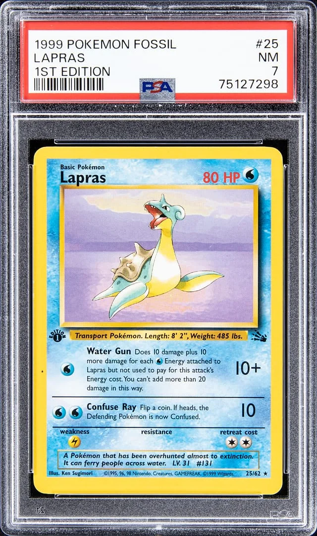 1999 Pokemon Fossil 1st Edition Lapras #25 card image
