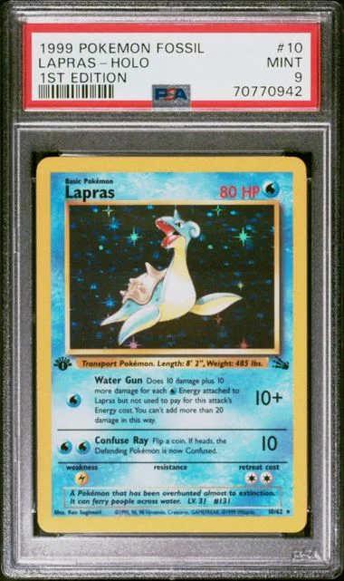 1999 Pokemon Fossil 1st Edition Lapras-Holo #10 card image