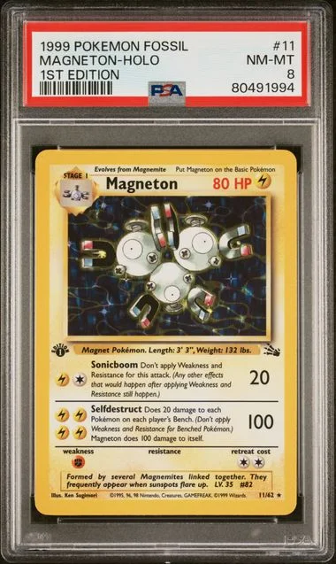 1999 Pokemon Fossil 1st Edition Magneton-Holo #11 card image