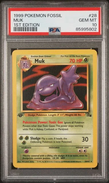 1999 Pokemon Fossil 1st Edition Muk #28 card image