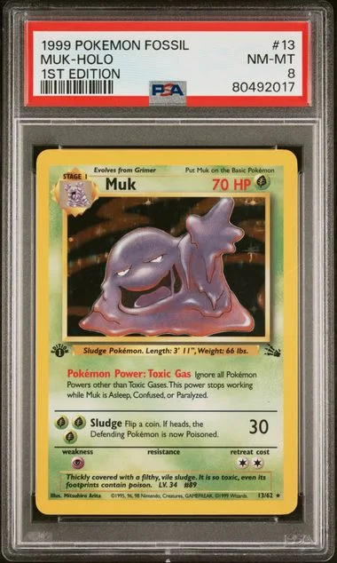 1999 Pokemon Fossil 1st Edition Muk-Holo #13 card image