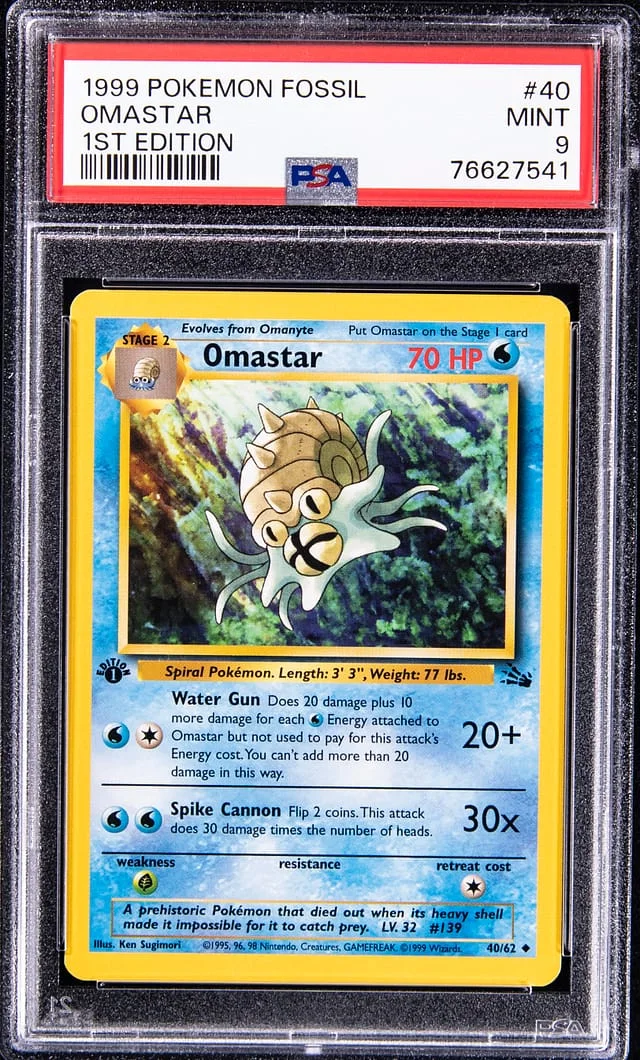 1999 Pokemon Fossil 1st Edition Omastar #40 card image