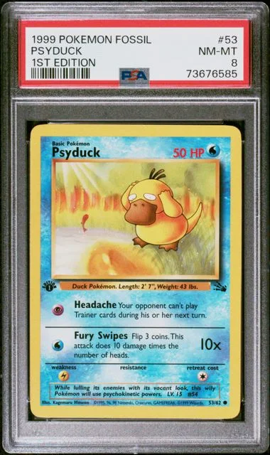 1999 Pokemon Fossil 1st Edition Psyduck #53 card image