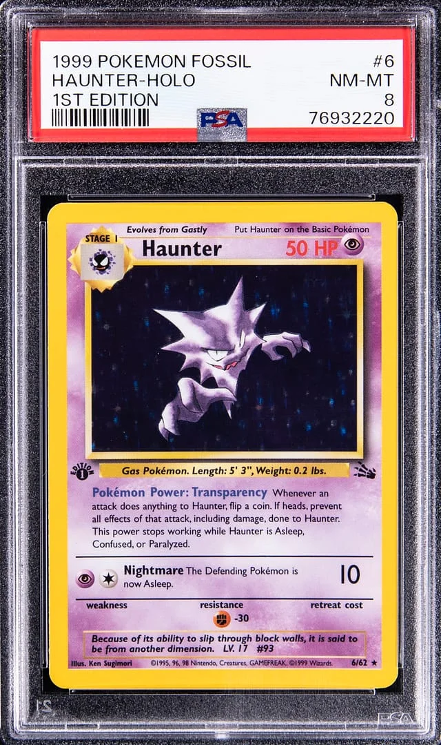 1999 Pokemon Fossil 1st Edition Rare Holofoil Haunter #6 card image