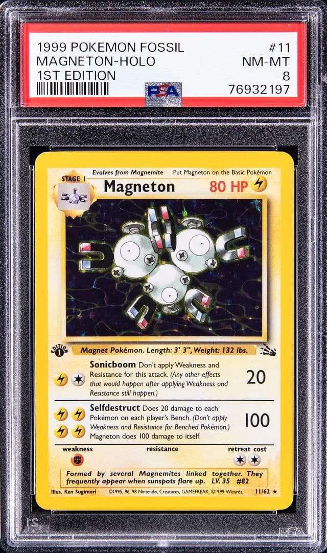 1999 Pokemon Fossil 1st Edition Rare Holofoil Magneton #11 card image