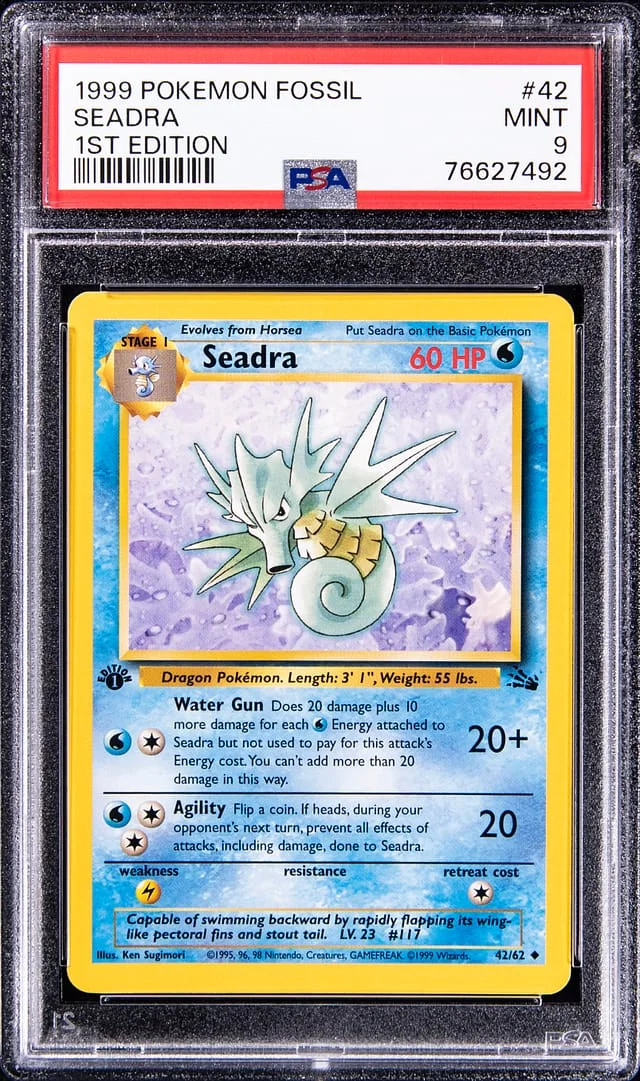 1999 Pokemon Fossil 1st Edition Seadra #42 card image
