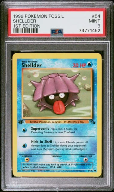1999 Pokemon Fossil 1st Edition Shellder #54 card image