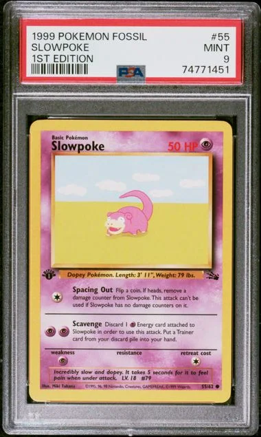 1999 Pokemon Fossil 1st Edition Slowpoke #55 card image