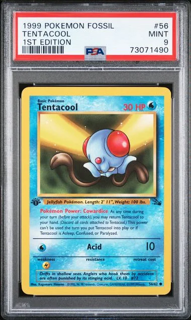 1999 Pokemon Fossil 1st Edition Tentacool #56 card image