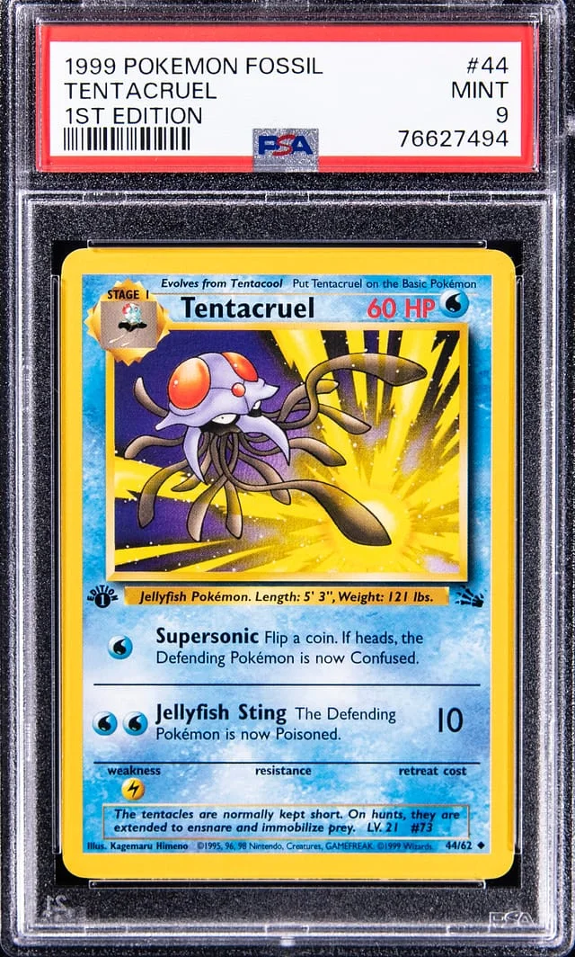 1999 Pokemon Fossil 1st Edition Tentacruel #44 card image