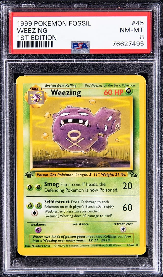 1999 Pokemon Fossil 1st Edition Weezing #45 card image