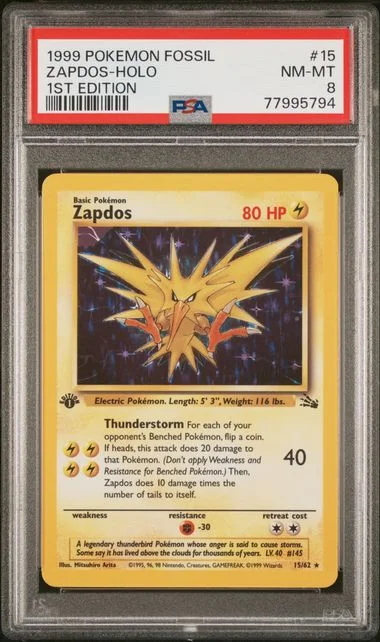 1999 Pokemon Fossil 1st Edition Zapdos-Holo #15 card image