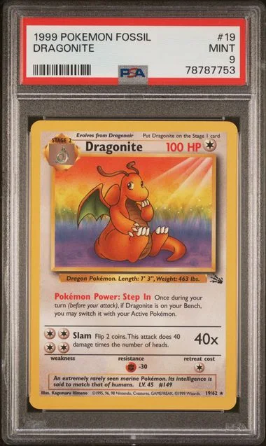 1999 Pokemon Fossil Dragonite #19 card image