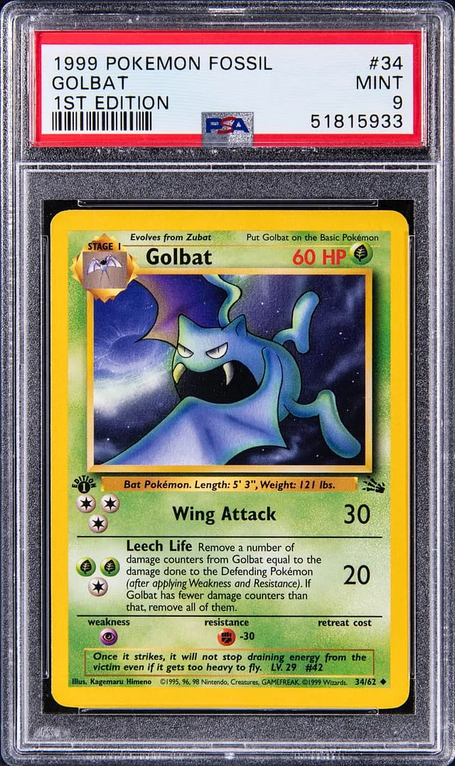 1999 Pokemon Fossil First Edition Golbat #34 card image