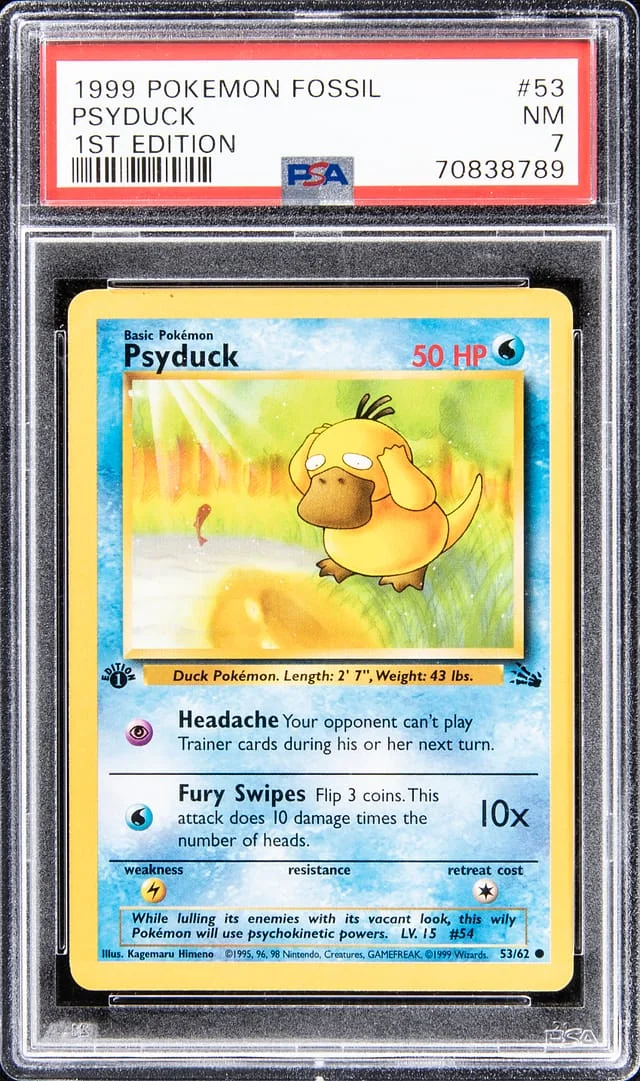1999 Pokemon Fossil First Edition Psyduck #53 card image