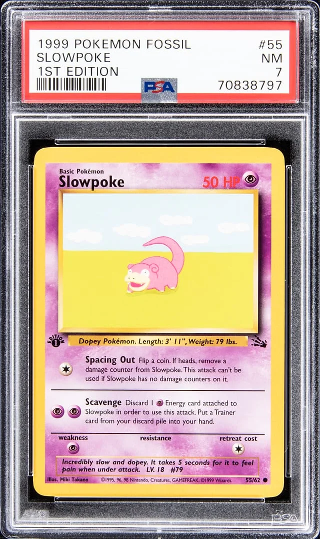 1999 Pokemon Fossil First Edition Slowpoke #55 card image