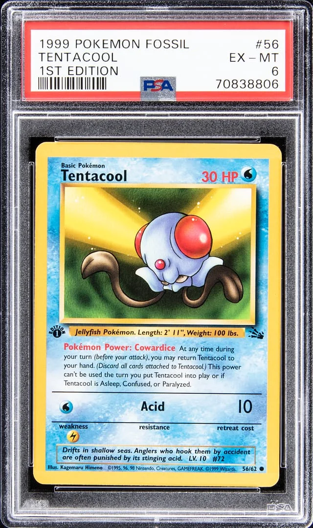 1999 Pokemon Fossil First Edition Tentacool #56 card image