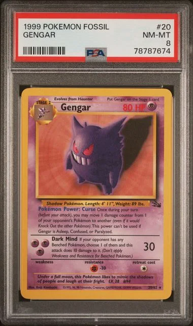 1999 Pokemon Fossil Gengar #20 card image