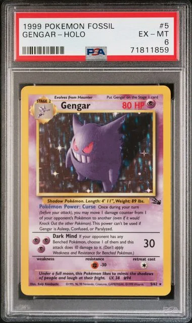 1999 Pokemon Fossil Gengar-Holo #5 card image