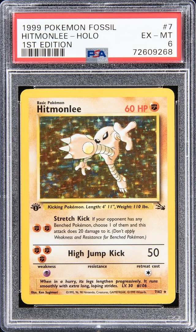 1999 Pokemon Fossil Holo - 1st Edition Hitmonlee #7 card image