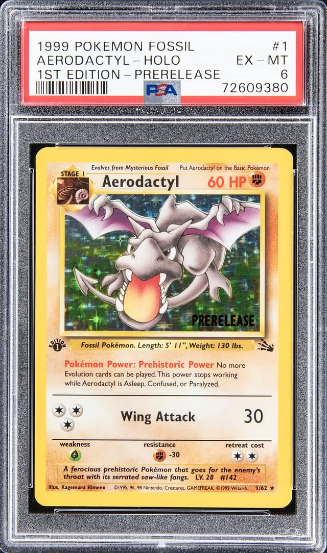 1999 Pokemon Fossil Holo - 1st Edition - Prerelease Aerodactyl #1 card image