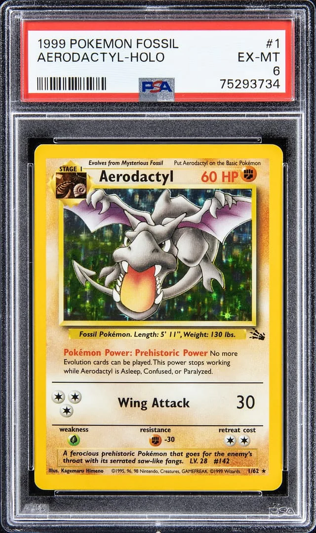 1999 Pokemon Fossil Holo Areodactyl #1 card image