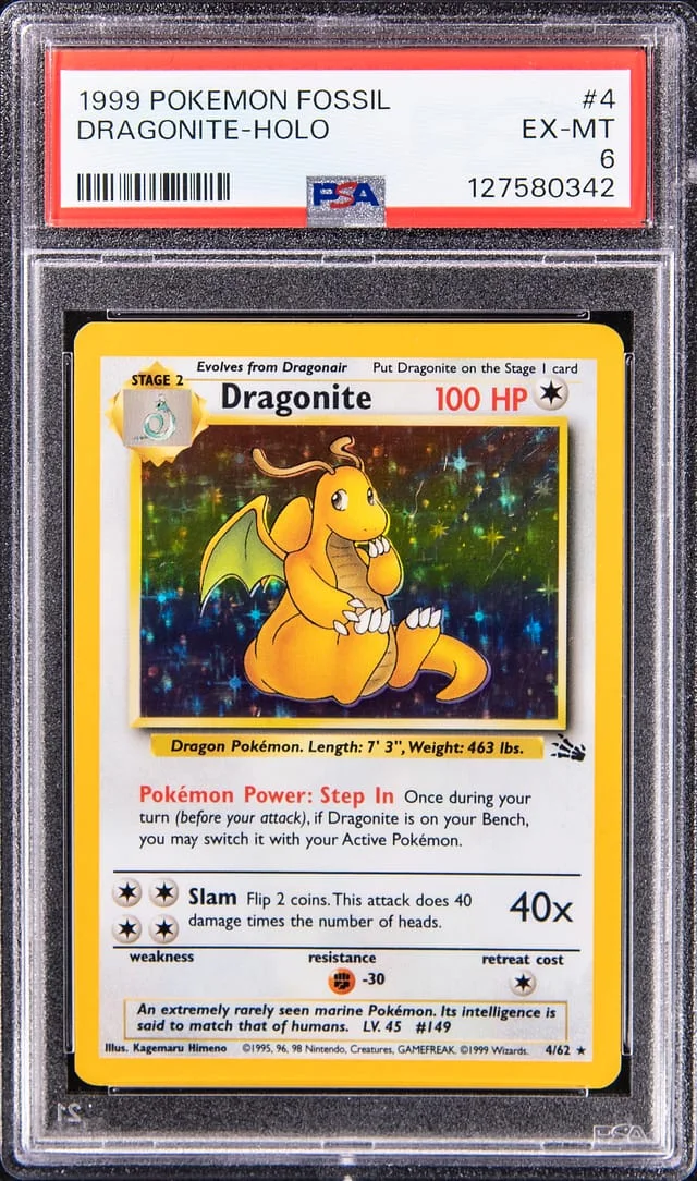 1999 Pokemon Fossil Holo Dragonnite #4 card image