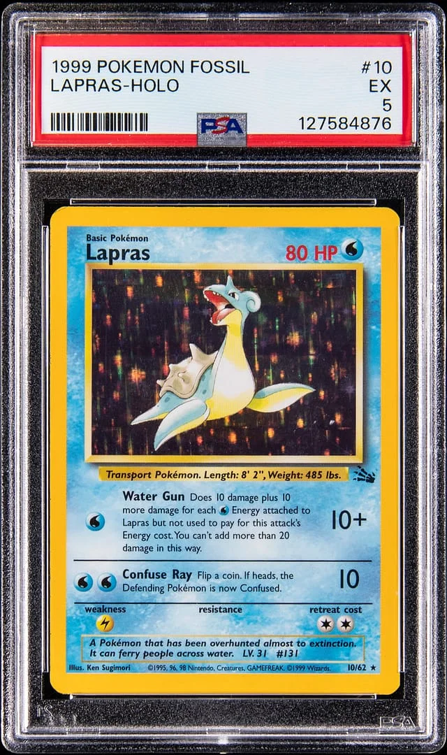 1999 Pokemon Fossil Holo Lapras #10 card image