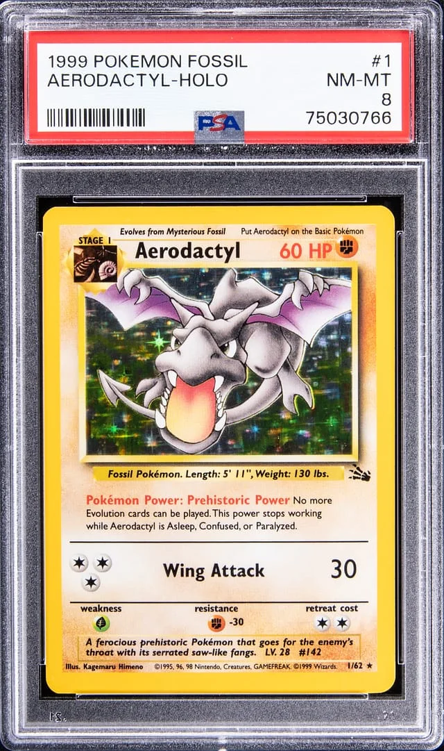 1999 Pokemon Fossil Holofoil Areodactyl #1 card image