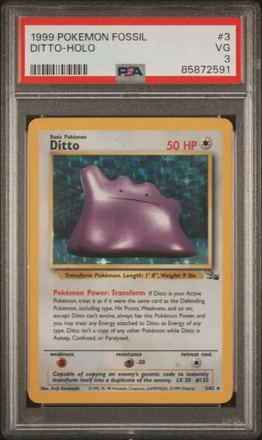 1999 Pokemon Fossil Holofoil Ditto #3 card image
