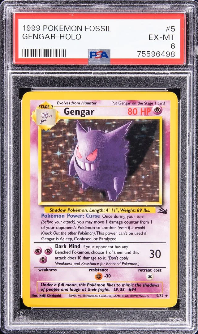 1999 Pokemon Fossil Holofoil Gengar #5 card image