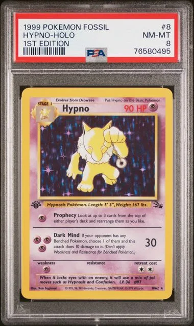 1999 Pokemon Fossil Hypno-Holo #8 card image