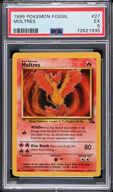 1999 Pokemon Fossil Moltres #27 card image