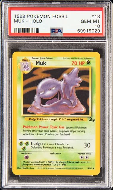 1999 Pokemon Fossil Muk-Holo #13 card image