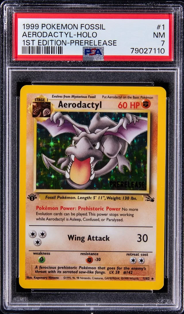1999 Pokemon Fossil Prerelease 1st Edition Rare Holofoil Aerodactyl #1 card image