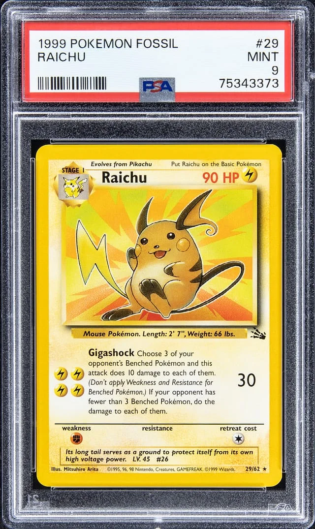 1999 Pokemon Fossil Raichu #29 card image