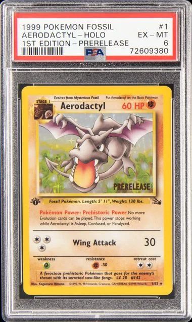 1999 Pokemon Fossil Rare Holofoil Aerodactyl #1 card image