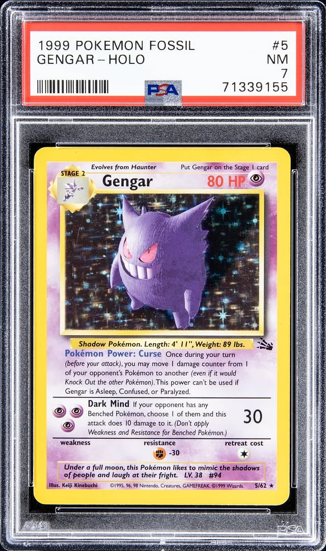 1999 Pokemon Fossil Rare Holofoil Gengar #5 card image