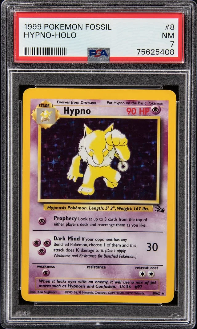 1999 Pokemon Fossil Rare Holofoil Hypno #8 card image