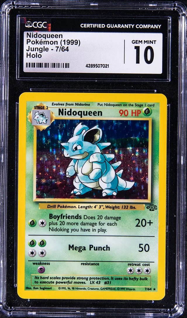 1999 Pokemon Fossil Rare Holofoil Nidoqueen #7 card image
