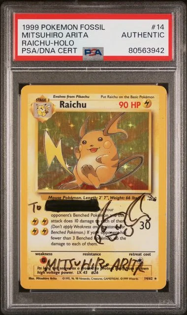 1999 Pokemon Fossil Rare Holofoil Raichu - Mitsuhiro Arita #14 card image
