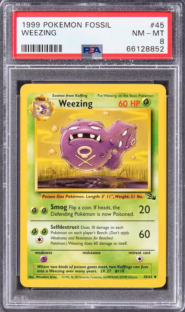 1999 Pokemon Fossil Uncommon Weezing #45 card image