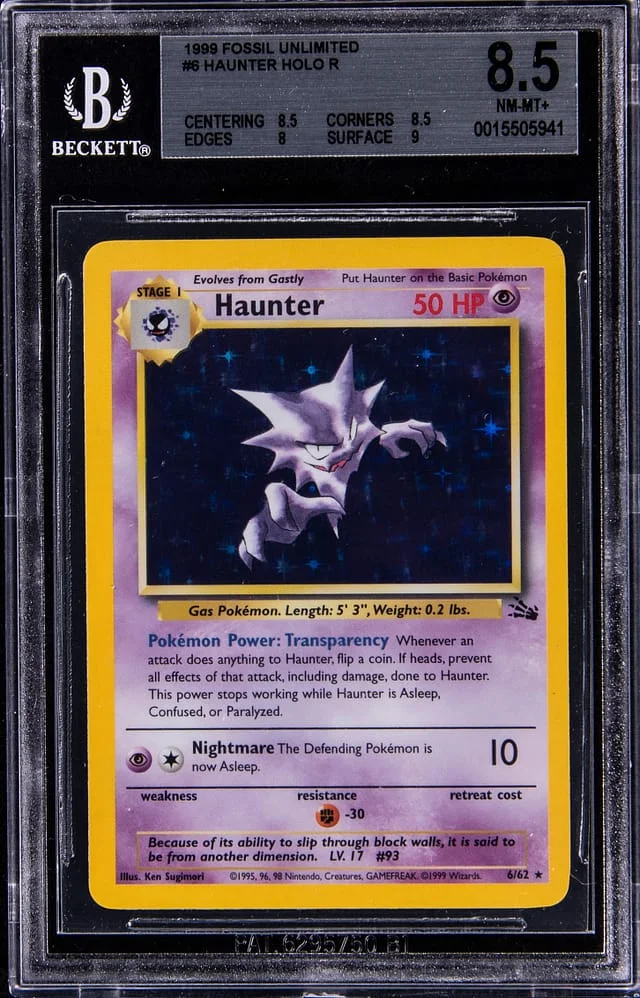 1999 Pokemon Fossil Unlimited Holo R Haunter #6 card image