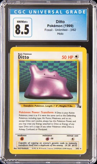 1999 Pokemon Fossil Unlimited Holofoil Ditto #3 card image