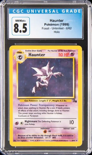 1999 Pokemon Fossil Unlimited Holofoil Haunter #6 card image