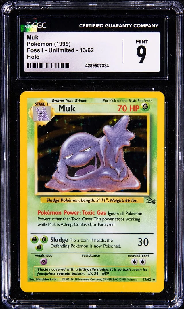 1999 Pokemon Fossil Unlimited Rare Holofoil Muk #13 card image
