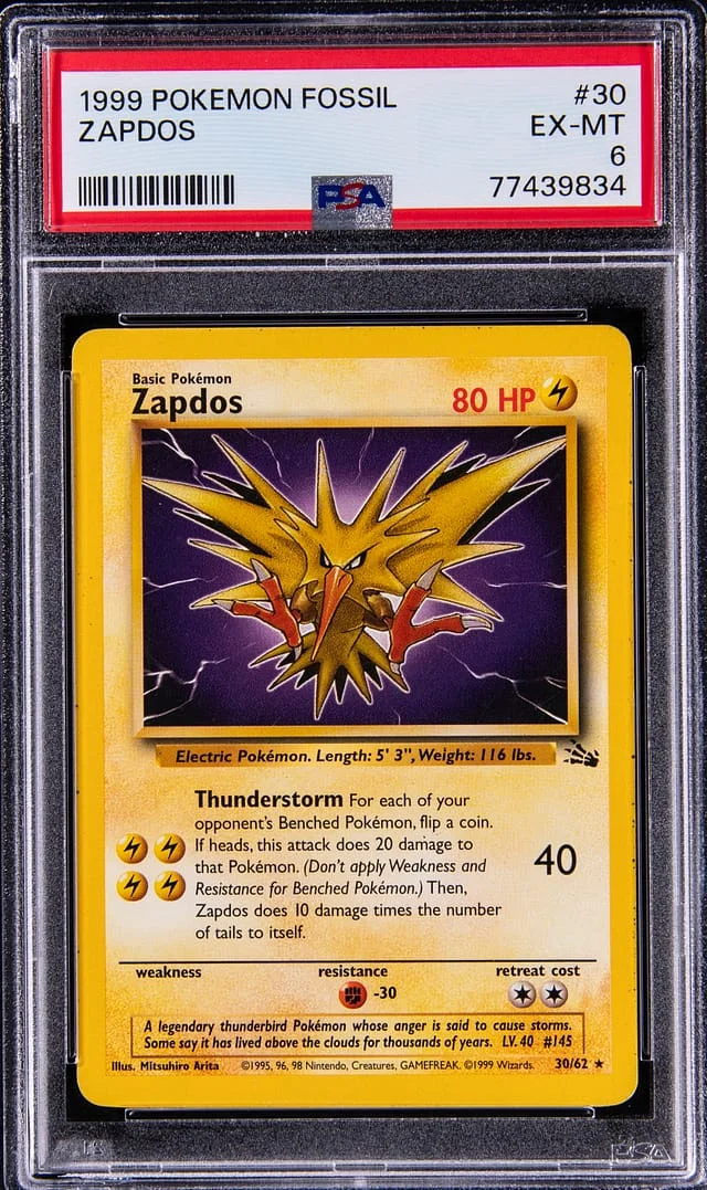 1999 Pokemon Fossil Zapdos #30 card image