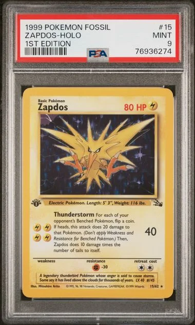 1999 Pokemon Fossil Zapdos-Holo #15 card image